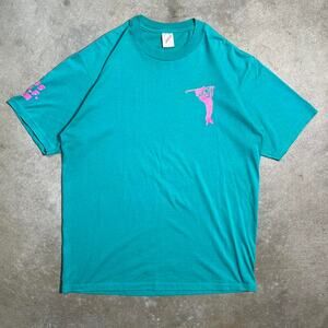 Vintage 90s Jerzees Golf Tournament Tee Mens XL Green Pink Neon 1995 Shirt